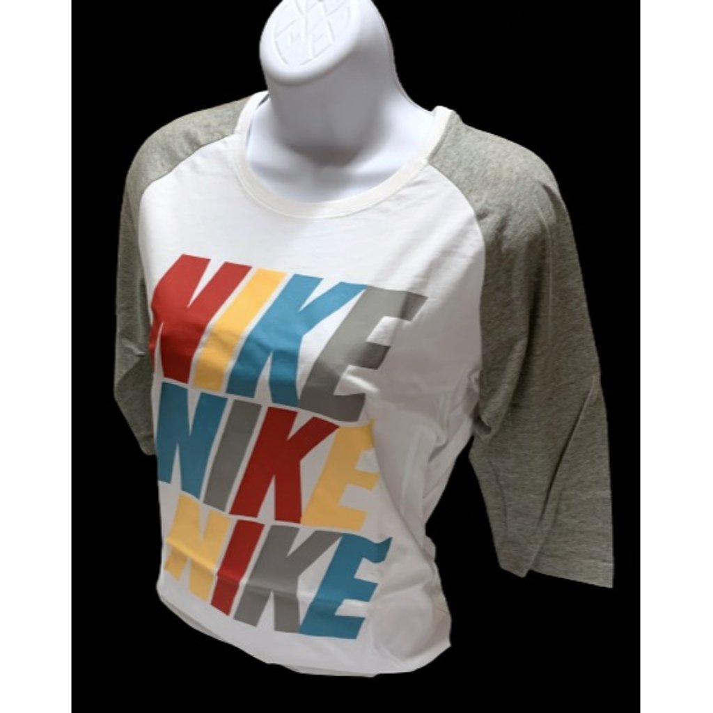 Nike Womens Nike Nike Nike White  Gray Shirt